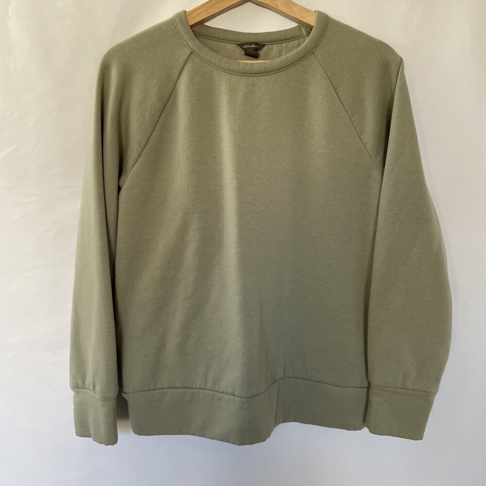Eddie Bauer light green crewneck fleece sweater women's size small top casual